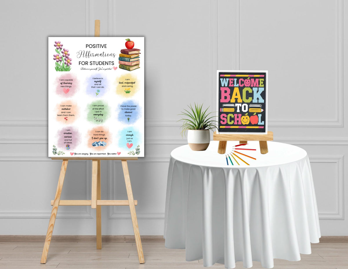 Positive Affirmations Posters for Teachers & Students | Watercolor Classroom Wall Art, Mental Health (Digital Download)