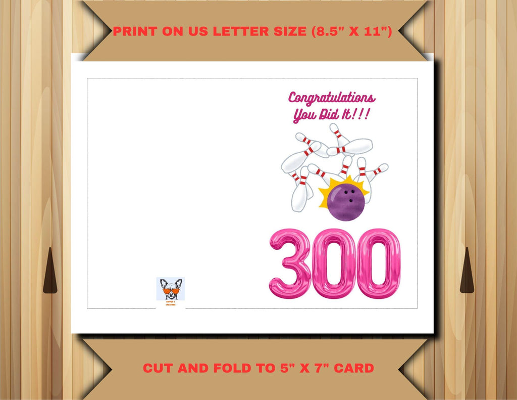 Bowling Perfect Game Card | 300 Game Congratulations Printable (Digital Download)