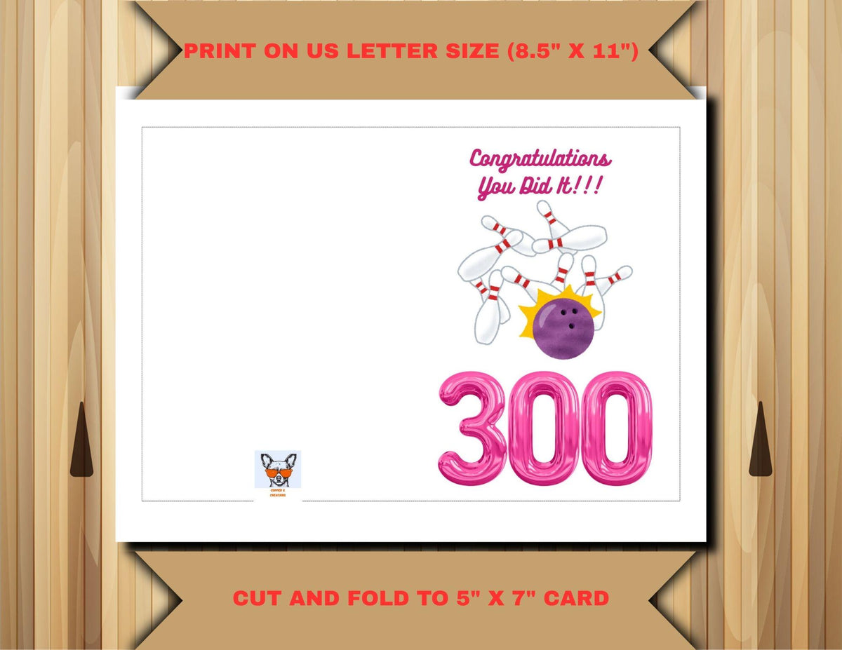 Bowling Perfect Game Card | 300 Game Congratulations Printable (Digital Download)
