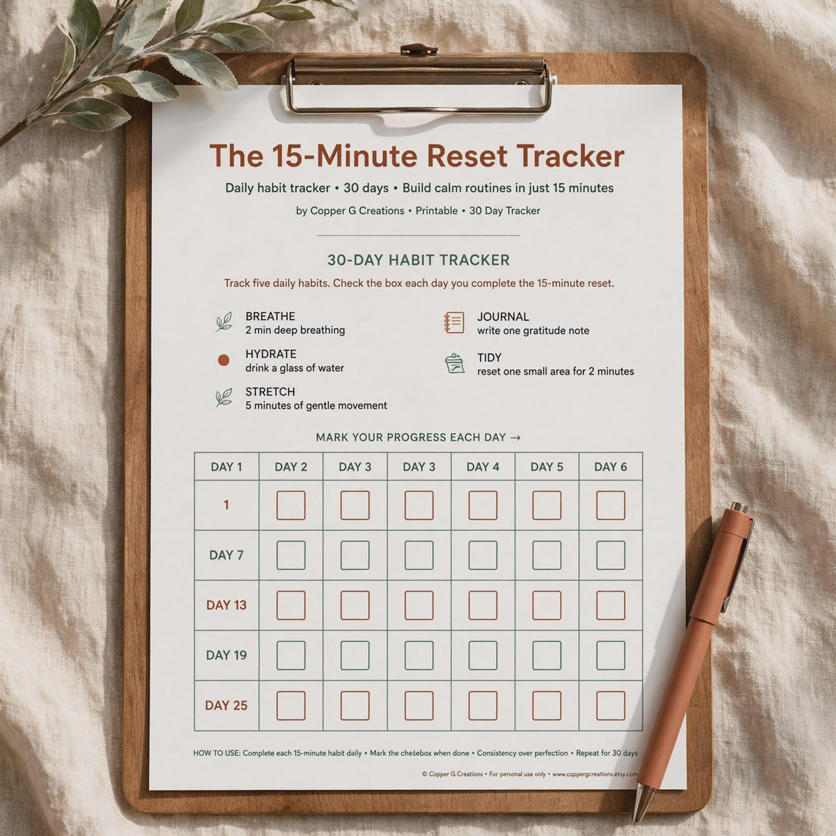 15 Minute Reset Rituals eBook | Cozy Morning Evening Routine for Women (Digital Download)