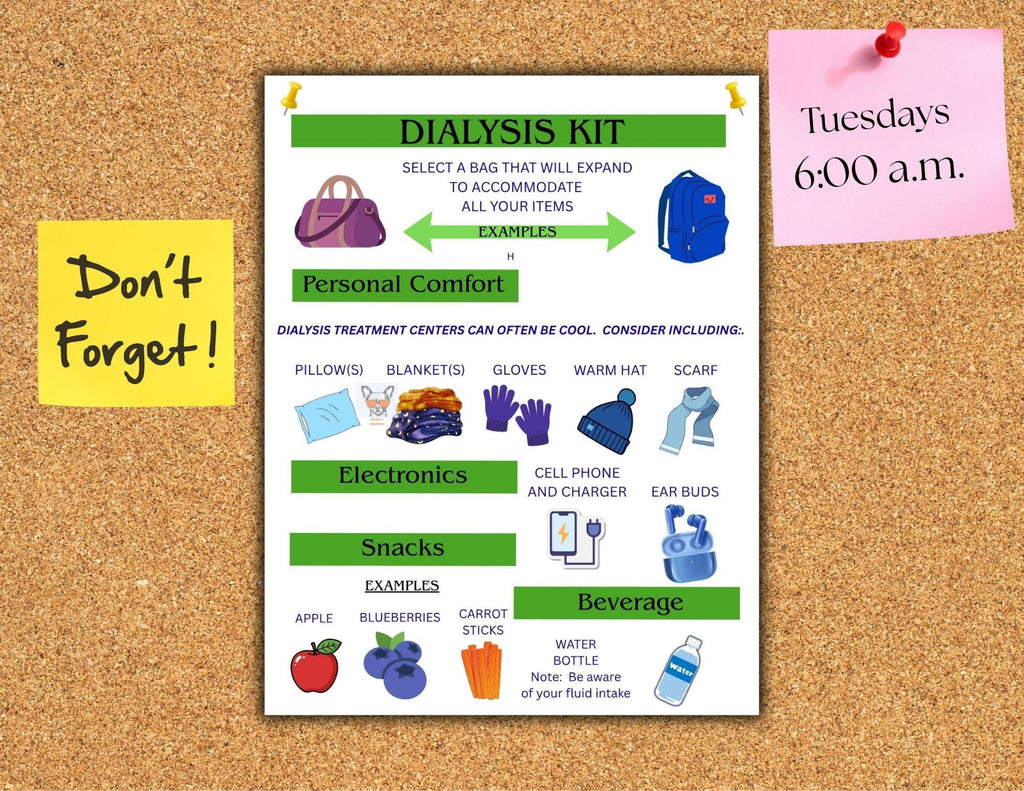 Dialysis Bag Checklist Printable | What to Pack for Treatment Infographic (Digital Download)
