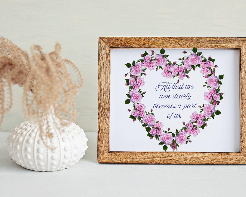Heart Rose Wreath Print | Purple Lavender Green Floral Quote (Digital Download)