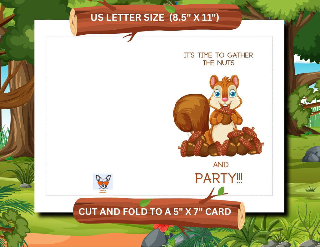 Squirrel Birthday Party Invitation | Woodland Printable Kids Invite (Digital Download)