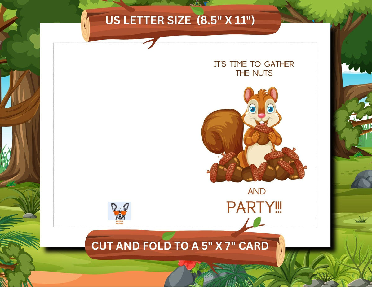 Squirrel Birthday Party Invitation | Woodland Printable Kids Invite (Digital Download)