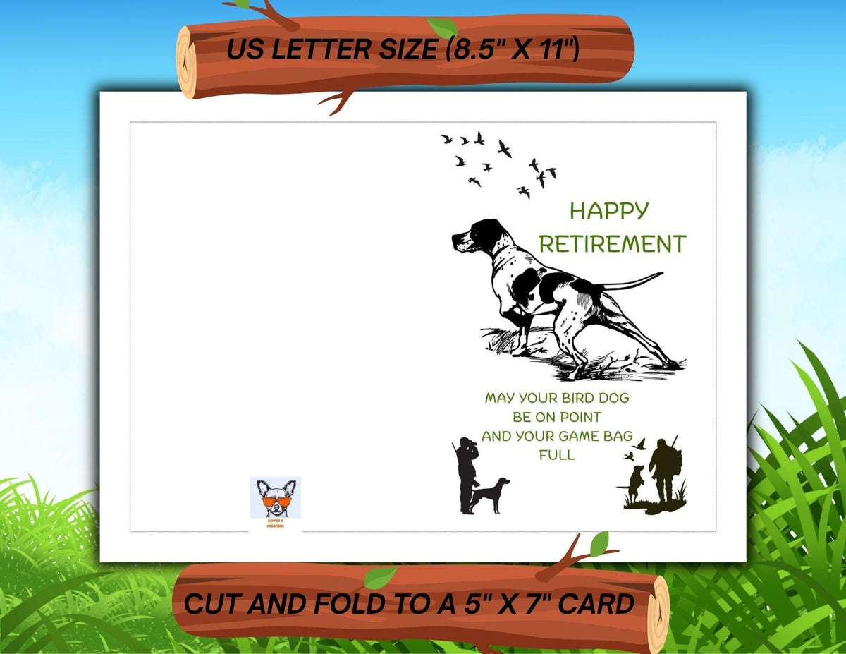 Printable Retirement Card for Hunters | Bird Dog Outdoor Retirement Greeting (Digital Download)
