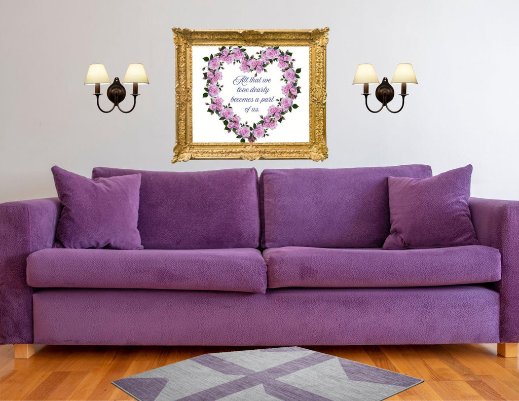 Heart Rose Wreath Print | Purple Lavender Green Floral Quote (Digital Download)