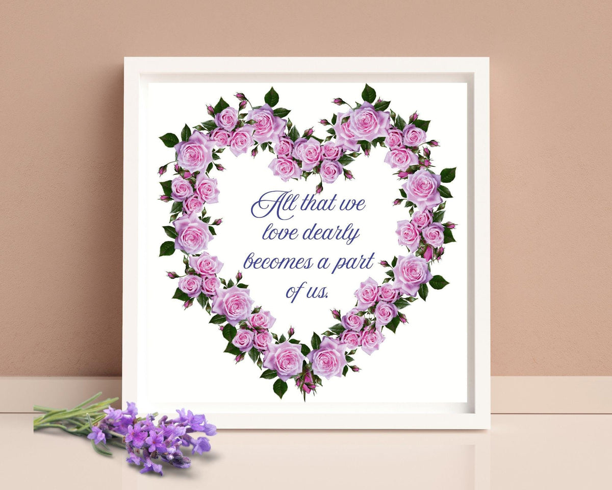 Heart Rose Wreath Print | Purple Lavender Green Floral Quote (Digital Download)