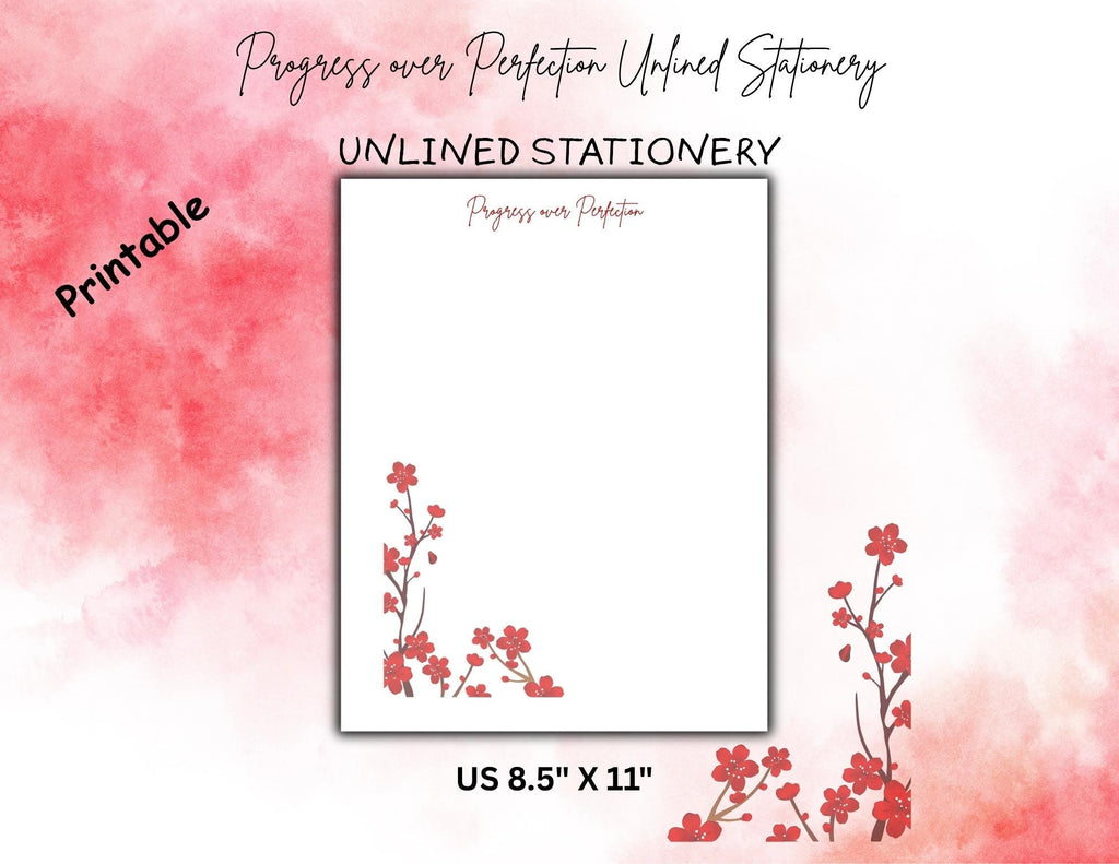 Progress Over Perfection Planner Bundle | Red Floral Undated Daily Weekly Monthly Planner (Digital Download)