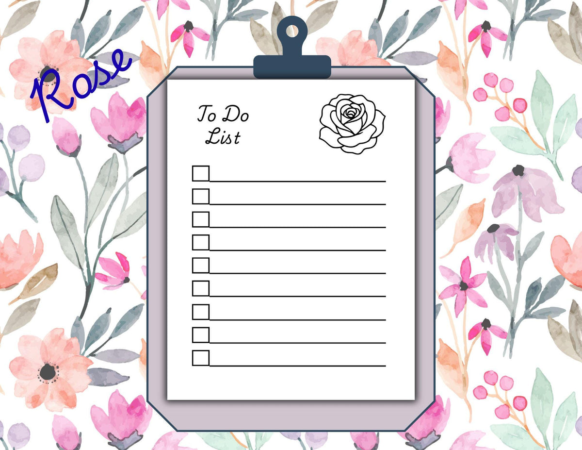 Floral To-Do List Printable Bundle: Black and White Checklist Designs (Digital Download)