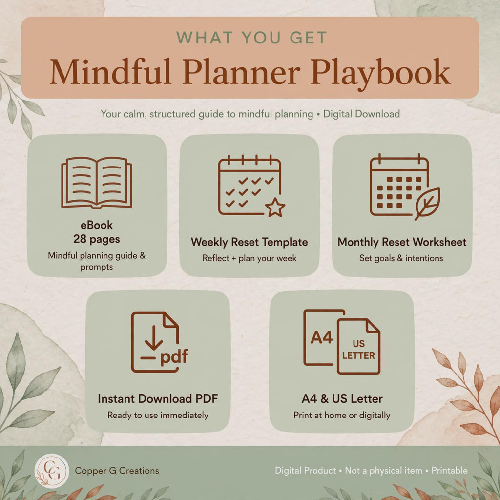Mindful Planner Playbook | 28-Page Guide to Calm Planning (Digital Download)