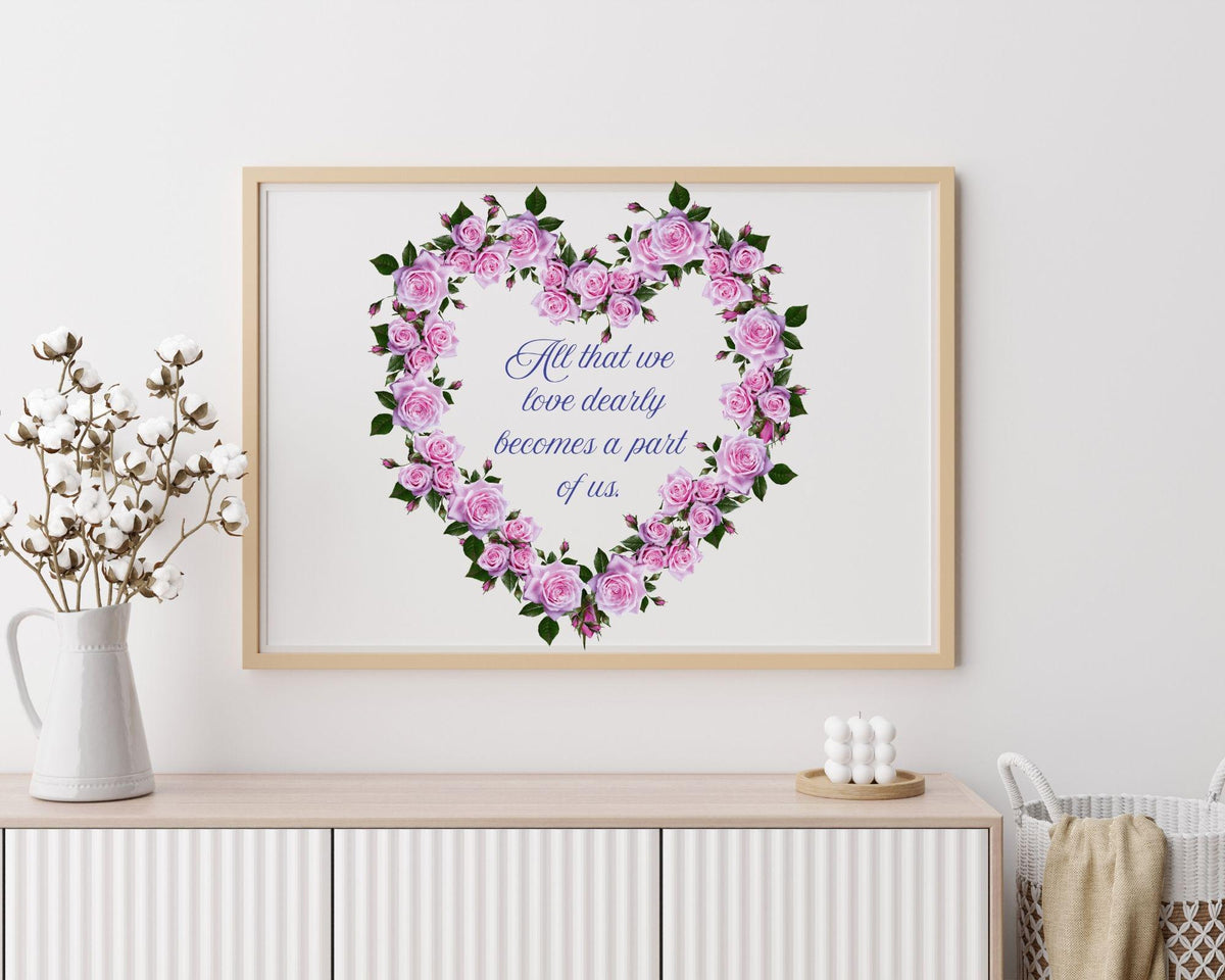 Heart Rose Wreath Print | Purple Lavender Green Floral Quote (Digital Download)