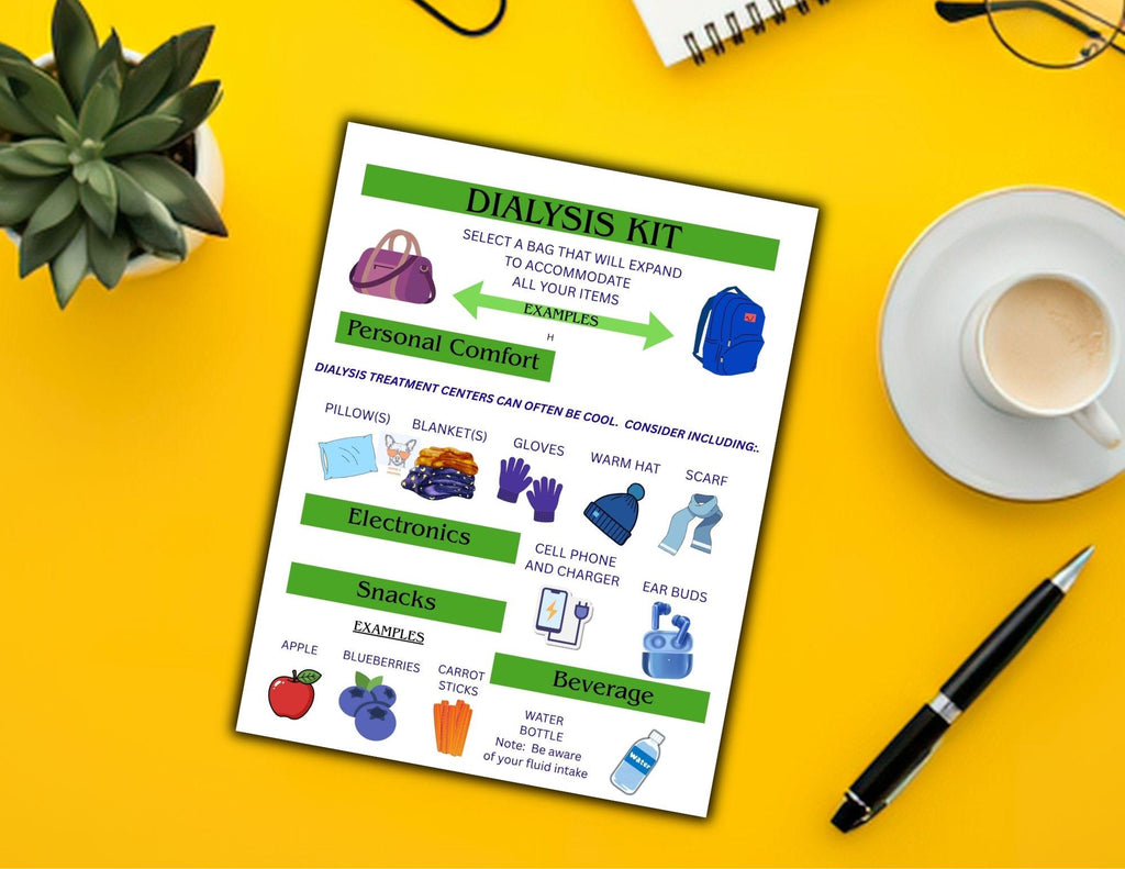 Dialysis Bag Checklist Printable | What to Pack for Treatment Infographic (Digital Download)