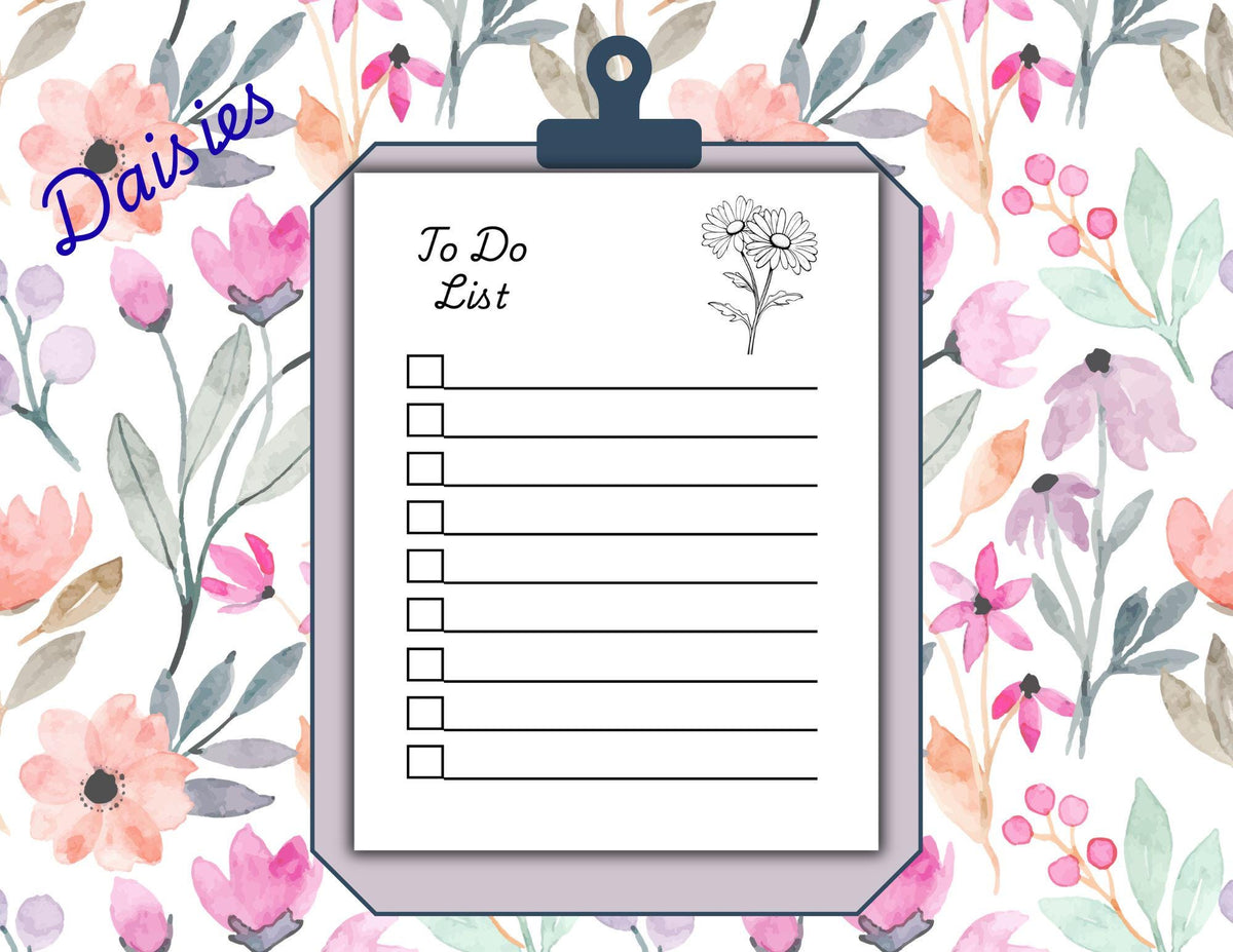Floral To-Do List Printable Bundle: Black and White Checklist Designs (Digital Download)