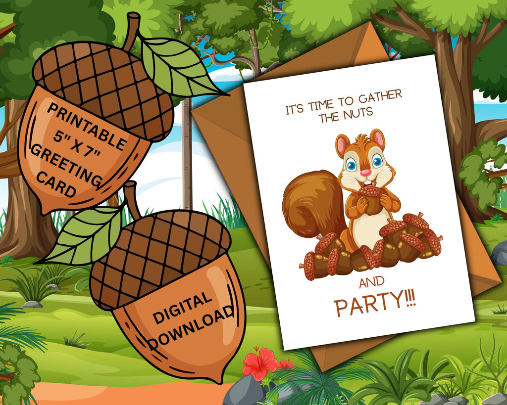 Squirrel Birthday Party Invitation | Woodland Printable Kids Invite (Digital Download)