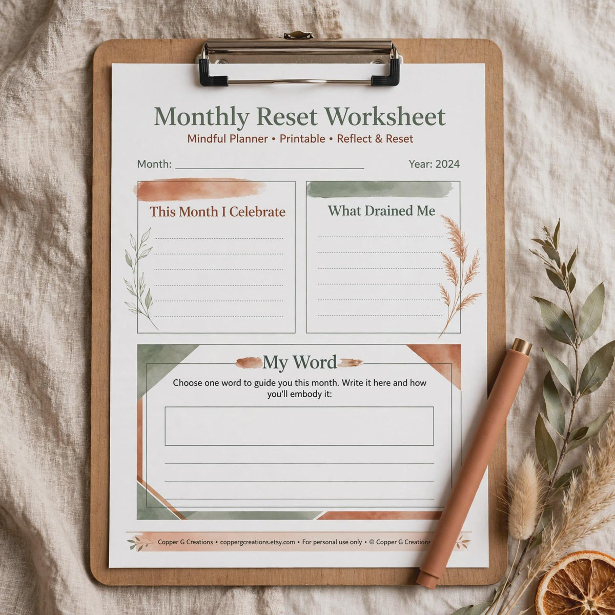 Calm Starter Bundle: 15-Minute Reset + Mindful Planner Playbook (Digital Download)