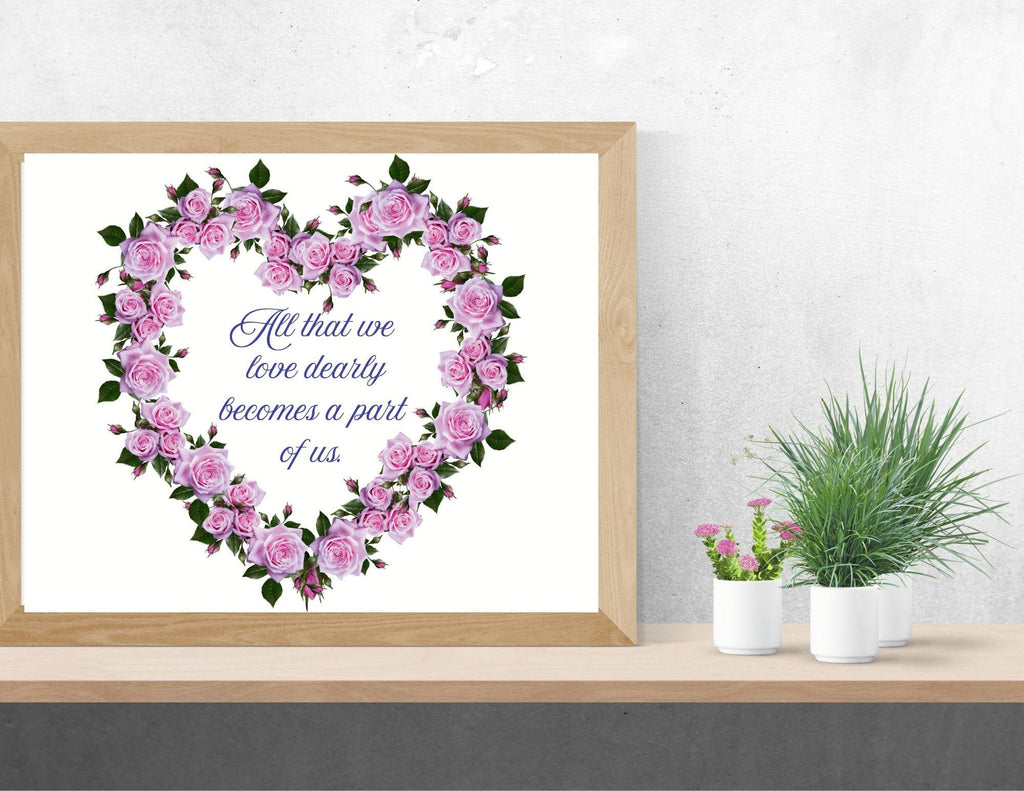 Heart Rose Wreath Print | Purple Lavender Green Floral Quote (Digital Download)