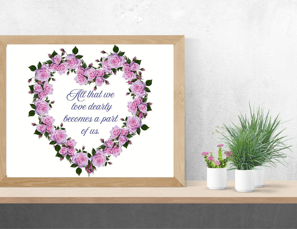 Heart Rose Wreath Print | Purple Lavender Green Floral Quote (Digital Download)