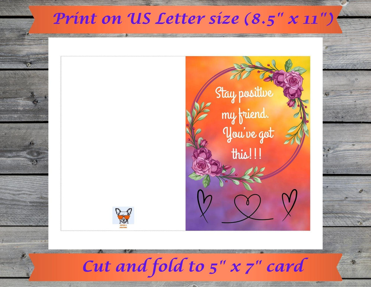 Encouragement Card for a Friend | Hang In There Printable Greeting (Digital Download)